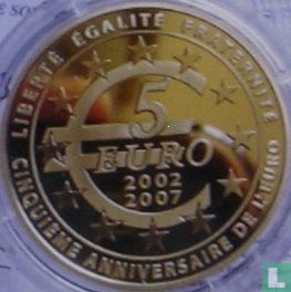 Frankreich 5 Euro 2007 (PP - Gold 920 ‰) "5th anniversary of the euro" - Bild 2