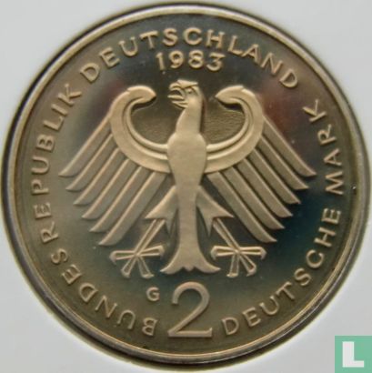 Germany 2 mark 1983 (PROOF - G - Konrad Adenauer) - Image 1