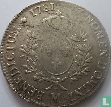 Frankrijk 1 écu 1781 (M) - Afbeelding 1