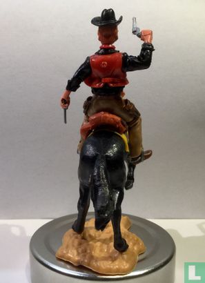 Cowboy à cheval rouge / noir - Image 3