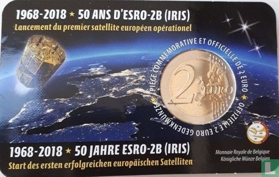 België 2 euro 2018 (coincard - FRA) "50 years Launch of the first successful European Satellite ESRO - 2B" - Afbeelding 2