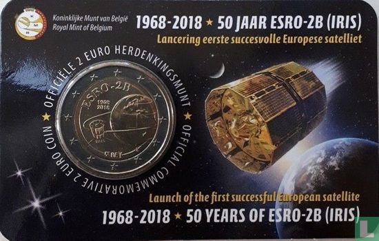 België 2 euro 2018 (coincard - NLD) "50 years Launch of the first successful European Satellite ESRO - 2B" - Afbeelding 1