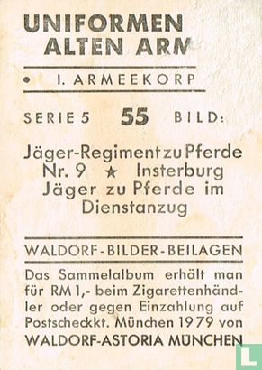 Jäger-Regiment zu Pferde Nr. 9 * Insterburg Jäger zu Pferde im Dienstanzug - Afbeelding 2