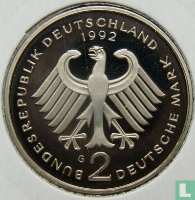 Duitsland 2 mark 1992 (PROOF - G - Ludwig Erhard) - Afbeelding 1