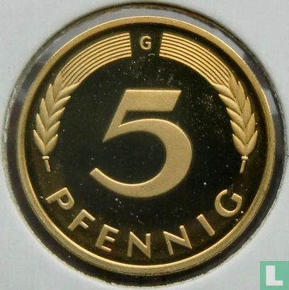 Duitsland 5 pfennig 1990 (PROOF - G) - Afbeelding 2