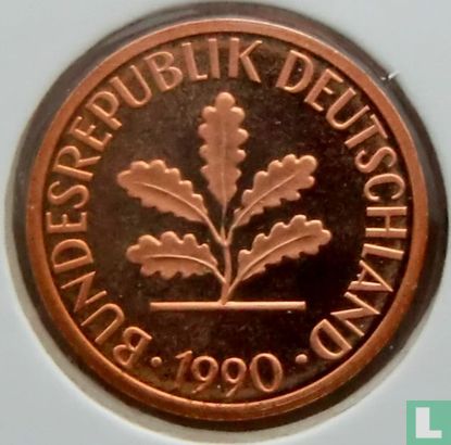 Duitsland 1 pfennig 1990 (PROOF - F) - Afbeelding 1
