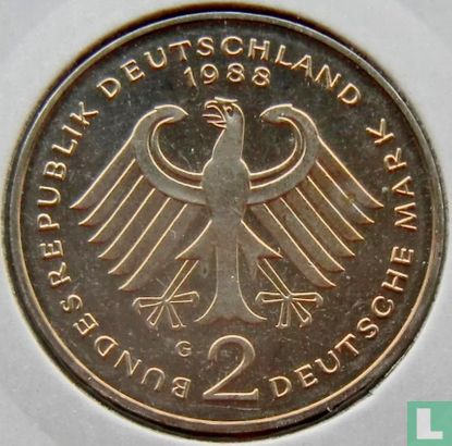 Duitsland 2 mark 1988 (G - Ludwig Erhard) - Afbeelding 1