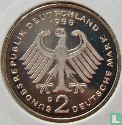 Germany 2 mark 1988 (D - Kurt Schumacher) - Image 1