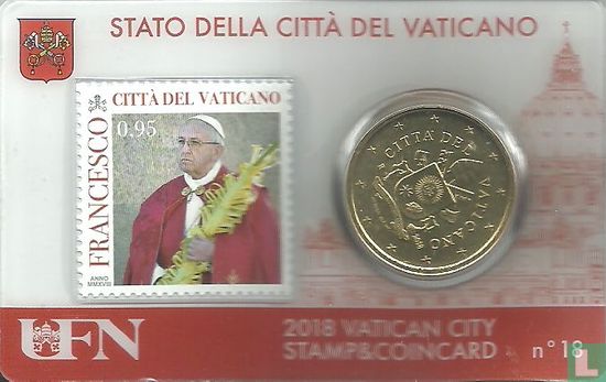 Vatican 50 cent 2018 (stamp & coincard n°18) - Image 1
