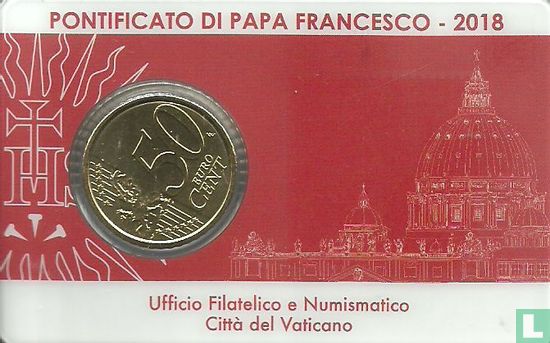 Vatican 50 cent 2018 (stamp & coincard n°18) - Image 2