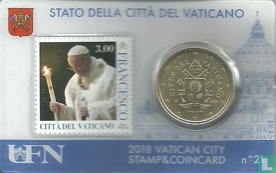 Vatican 50 cent 2018 (stamp & coincard n°21) - Image 1