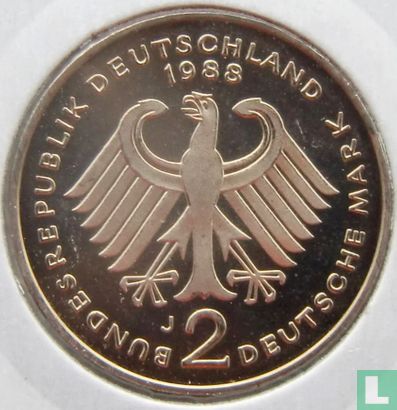 Allemagne 2 mark 1988 (J - Kurt Schumacher) - Image 1