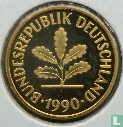 Germany 5 pfennig 1990 (PROOF - F) - Image 1