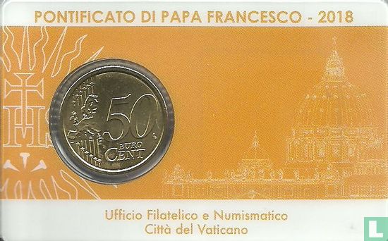 Vatican 50 cent 2018 (stamp & coincard n°19) - Image 2