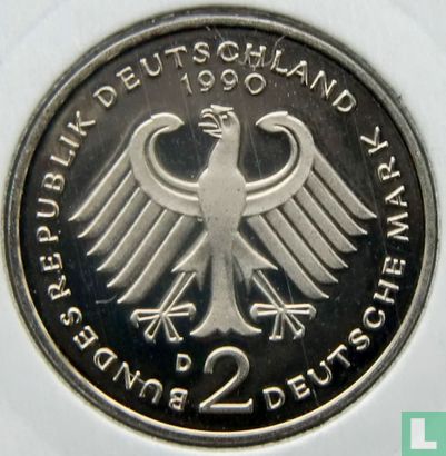 Duitsland 2 mark 1990 (PROOF - D - Franz Joseph Strauss) - Afbeelding 1