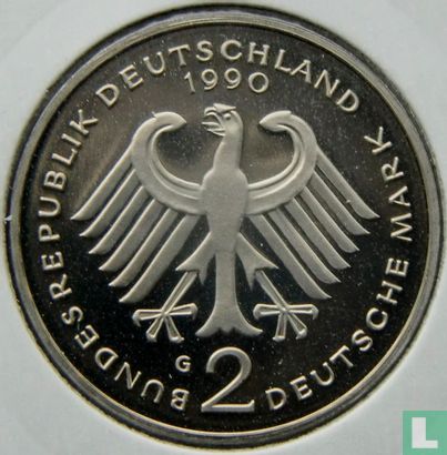 Duitsland 2 mark 1990 (PROOF - G - Franz Joseph Strauss) - Afbeelding 1