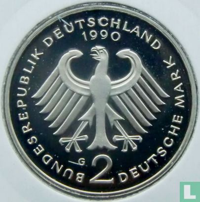 Duitsland 2 mark 1990 (PROOF - G - Ludwig Erhard) - Afbeelding 1
