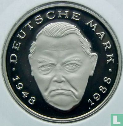 Germany 2 mark 1990 (PROOF - G - Ludwig Erhard) - Image 2