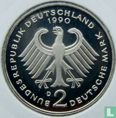 Germany 2 mark 1990 (PROOF - D - Ludwig Erhard) - Image 1