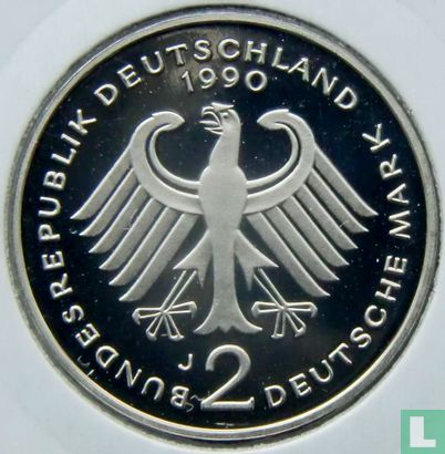 Germany 2 mark 1990 (PROOF - J - Kurt Schumacher) - Image 1