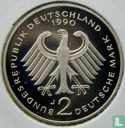 Allemagne 2 mark 1990 (BE - J - Franz Joseph Strauss) - Image 1