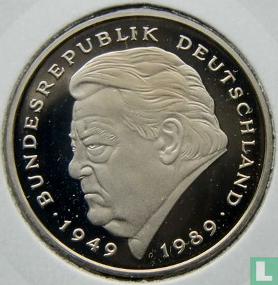 Germany 2 mark 1990 (PROOF - J - Franz Joseph Strauss) - Image 2