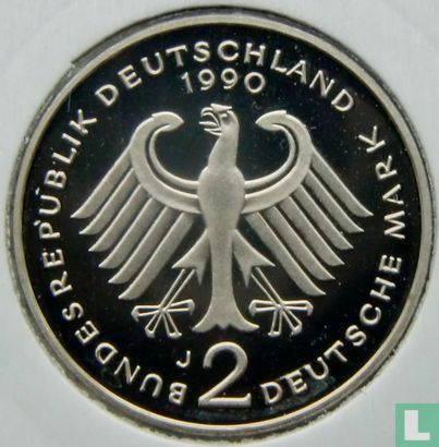 Duitsland 2 mark 1990 (PROOF - J - Ludwig Erhard) - Afbeelding 1
