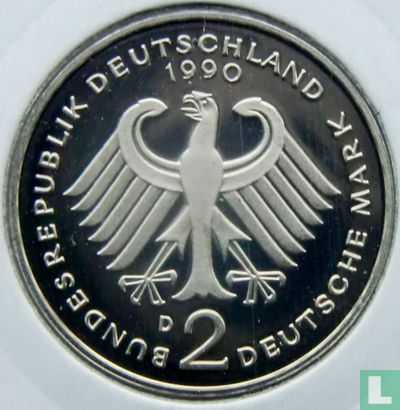 Germany 2 mark 1990 (PROOF - D - Kurt Schumacher) - Image 1