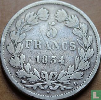 Frankrijk 5 francs 1834 (L) - Afbeelding 1