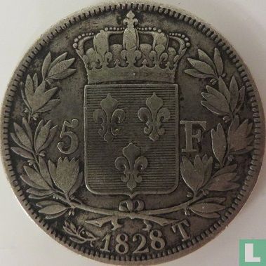 Frankrijk 5 francs 1828 (T) - Afbeelding 1