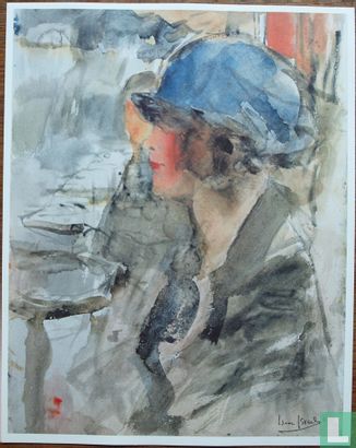 Portret van een vrouw met blauwe hoed
