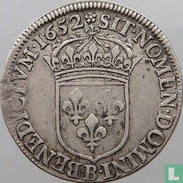 Frankrijk 1 écu 1652 (B) - Afbeelding 1