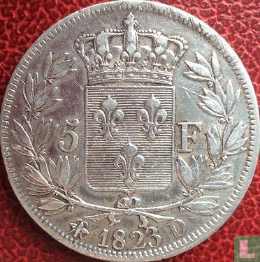 Frankrijk 5 francs 1823 (D) - Afbeelding 1