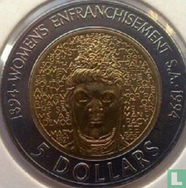 Australia 5 dollars 1994 "100 Years of the Enfranchisement of Women in South Australia" - Image 2