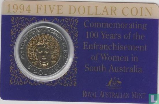 Australien 5 Dollar 1994 (Coincard) "100 Years of the Enfranchisement of Women in South Australia" - Bild 1
