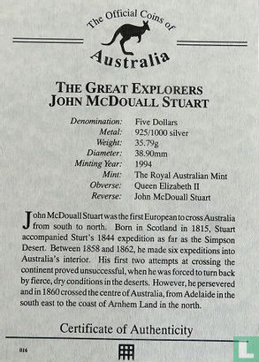 Australië 5 dollars 1994 (PROOF) "John McDouall Stuart" - Afbeelding 3