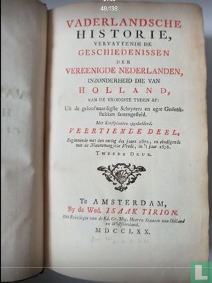 Vaderlandsche Historie, vervattende de Geschiedenissen der nu Vereenigde Nederlanden inzonderheid die van Holland, van de vroegste tyden  - Afbeelding 3