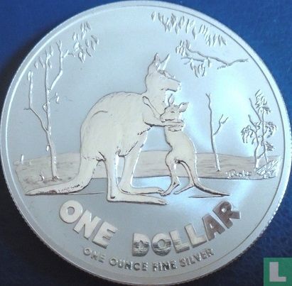 Australie 1 dollar 2007 (argent) "Kangaroo with young" - Image 2