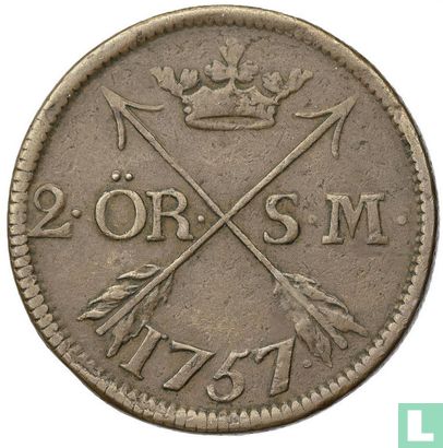 Zweden 2 öre S.M. 1757 - Afbeelding 1