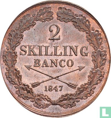 Zweden 2 skilling banco 1847 - Afbeelding 1