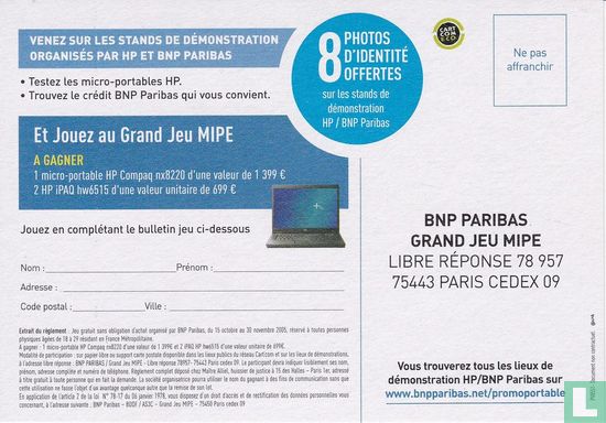 BNP Paribas "Un PC HP A Gagner" - Afbeelding 2