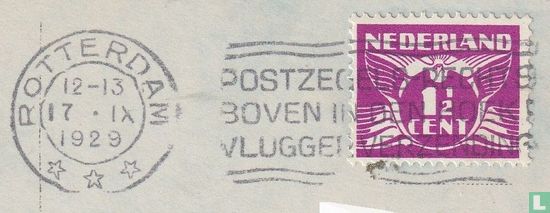 Rotterdam 1929 - Postzegels rechts boven in de hoek vlugger verzending