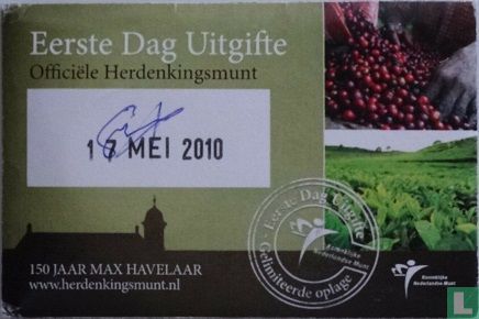 Nederland 5 euro 2010 (coincard - eerste dag uitgifte) "150 years of the publication of Multatuli's novel - Max Havelaar" - Afbeelding 1