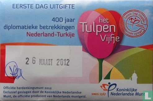 Netherlands 5 euro 2012 (coincard - first day issue) "400 years of diplomatic relations between Turkey and Netherlands" - Image 1