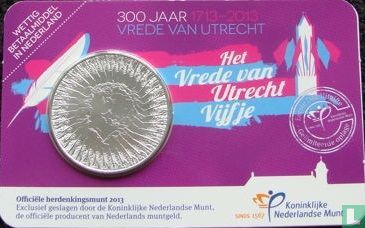 Nederland 5 euro 2013 (coincard - eerste dag uitgifte) "300 years Peace Treaty of Utrecht" - Afbeelding 2