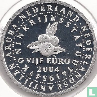 Nederland 5 euro 2004 (PROOF) "50 years New Kingdom statute of the Netherlands Antilles and Aruba" - Afbeelding 1