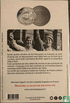 France 10 euro 2018 (folder -  with medal) "100th anniversary of the 1918 Armistice" - Image 2