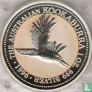 Australië 1 dollar 1996 (zonder privy merk - geribbelde rand zonder opschriften) "Kookaburra" - Afbeelding 1