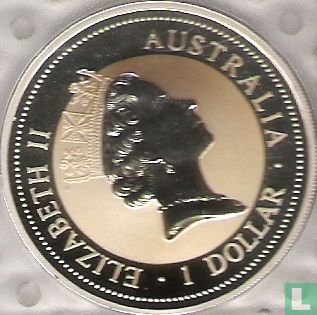 Australie 1 dollar 1996 (sans marque privy - tranche striée sans inscriptions) "Kookaburra" - Image 2