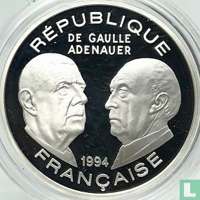Frankrijk 100 francs 1994 (PROOF) "De Gaulle and Adenauer - Élysée Treaty of 1963" - Afbeelding 1